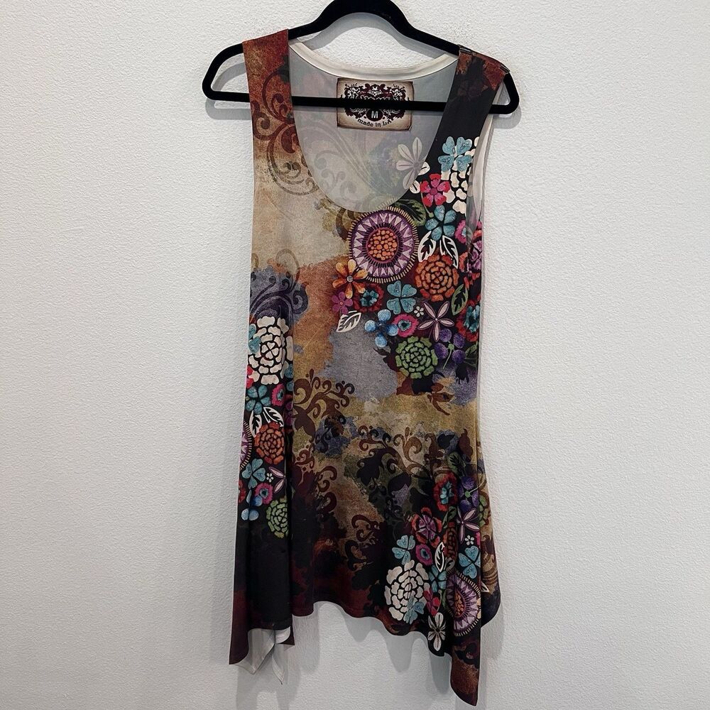 Amma Design Women’s Multi-color Abstract Mini Dress Size M Floral Boho Festival